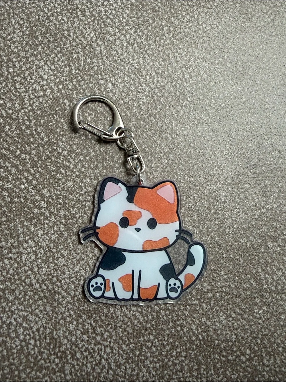 Cute Calico Cat Keychain - Orange and White Cat Charm
